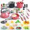 Bruvoalon 67Pcs Kids Play Kitchen Toys Set - Toddlers Pretend Cooking Playset Accessories with Pots, Pans, Utensils,
