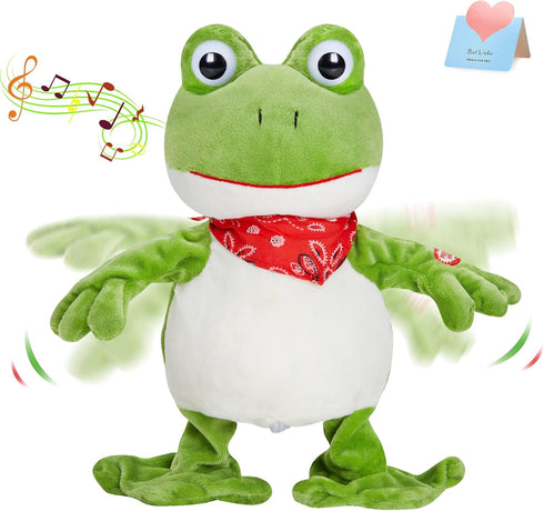 Houwsbaby 12 Green Frog Toy Croaking Frog Musical Stuffed Animal Frolick Froggy