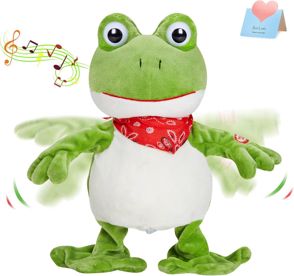 Houwsbaby 12 Green Frog Toy Croaking Frog Musical Stuffed Animal Frolick Froggy