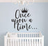 Once Upon a Time Wall Sticker Art, Crown Vinyl Decals for Kids Princess Room, Nursery Decoration, 42X38CM (Black)