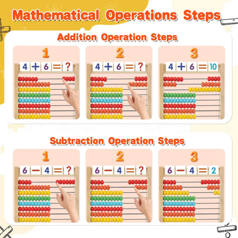 5-7 Counters Counting 3-5 6-8 4 1-100 Wooden Abacus for Kids Math Games for Kids Abacus Homeschool Toys for Boys Girls