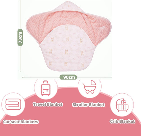 LAT Car seat Blankets for Babies, Universa Newborn Swaddle Wrap Blanket, Double Sided Cotton/Plush Winter Cover
