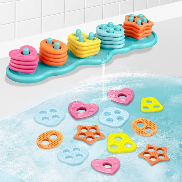 JoiTale Baby Bath Toys, Mould Free Silcone Shape Sorting & Stacking Bath Toy