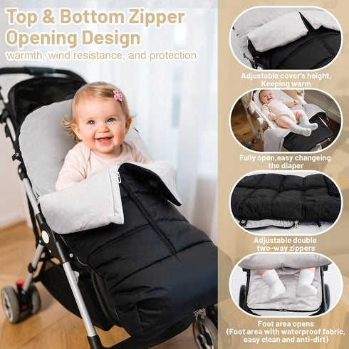 (105x46cm) KAKIBLIN Stroller Footmuff, Baby Footmuff for Stroller, Universal Bunting Bag for Babies Compatible