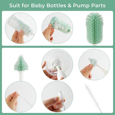 Momcozy Bottle Brush Kit Pro, Innovative Push-Press Design for Deep Cleaning - Bottle Cleaner Brush for Bottle/Breast