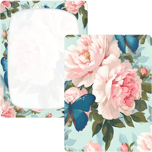 Bseiialft 52 28 Pink Peonies Leaves Floral Crib Sheets for Boys Girls Soft and Breathable Cotton Baby Sheets