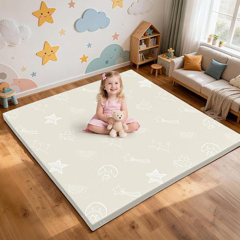 47x47 Baby Play Mat - Leather Waterproof Tummy Time mats for floor