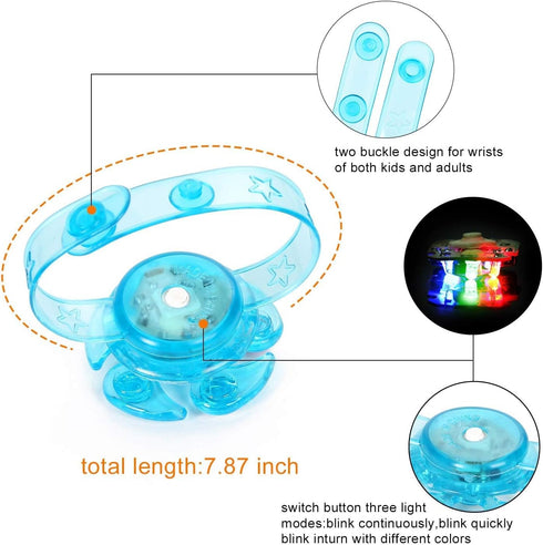 12 Pack LED Light Up Fidget Spinner Bracelets, Glow in The Dark Party Favors for Kids 4-12, Birthday Gifts