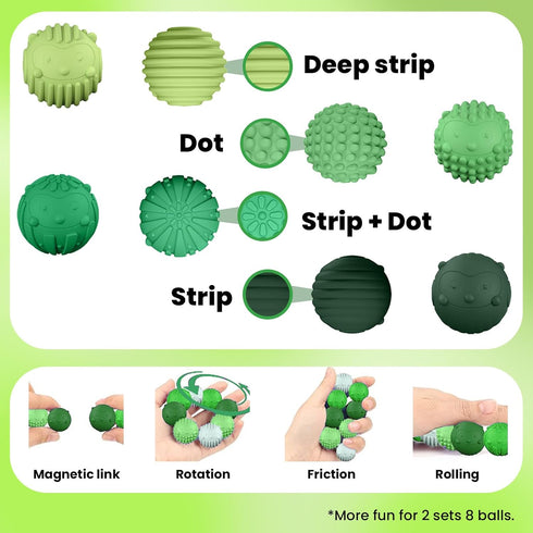 Silicone Magnetic Fidget Balls for Adult, Sensory Ball for Stress Relief, Featuring Textured Surface, for Autism, ADHD