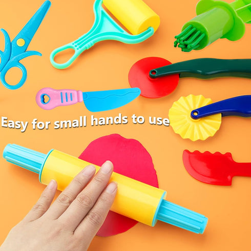 Kit,9 Set Dough Tool Pcs Basic Clay and Dough Tools Starter for Kids Includes Cutters Roller, Rolling Pins, Safety