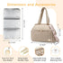 LUKJOJO Asha Diaper Bag Tote For Daily Use, Travel Shoulder Diaper Bag With Long Strap (Beige)