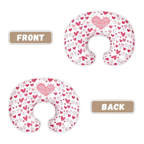 Hechitok Pink Heart Nursing Pillow Cover, Premium Quality Soft Breast Feeding Pillow Covers Great for Breastfeeding
