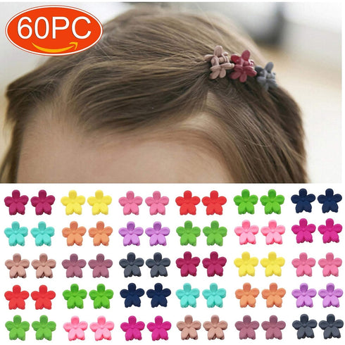 Elesa Miracle 60pcs Baby Girl Mini Hair Claw Clips, Flower Hair Bangs Pin, Baby Girl Hair Accessories