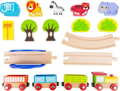 My Zoo Train Playset by Small Foot Wooden Toys, Designed for Children Ages 3+