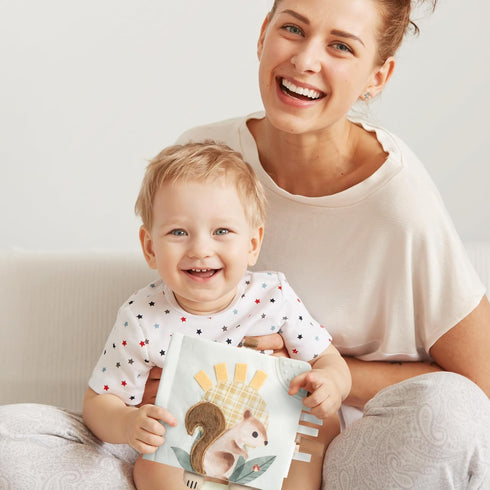 ZICOTO Soft Baby Book - Touch and Feel Sensory Book for Babies 0-6 Months with Textured Animals, Mirror & Crinkle Paper