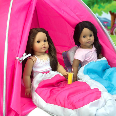 Sophia's 18" Doll Camping Tent, Hot Pink and Silver with Storage Bag