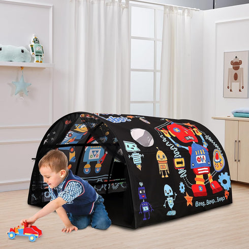 CRAWLBO Set-Up Kids Bed Tent Twin Beds -Cartoons Wonder Play Tents Boys Girls Ventilated Indoor Play Tent Children