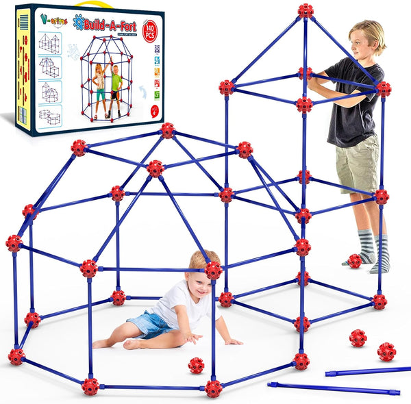 Fort Building Kits for Kids, 140 Pcs Creative STEM Construction Toys for Indoor & Outdoor Activity, Gifts for Ages 4-12