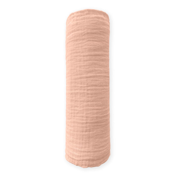 SwaddleDesigns Cotton Muslin Swaddle Blanket, Receiving Blanket for Baby Boys & Girls, 46x46 Inches, Peach Blush