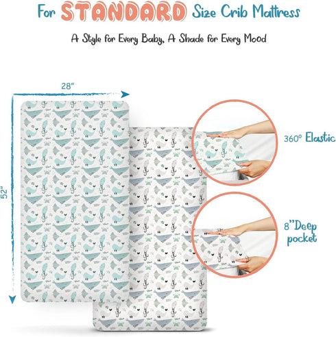 100% 2 Pack Cozy Threadmill Organic Baby Crib Sheets for Boys & Girls | Organic Cotton Fitted Crib Sheet for Standard