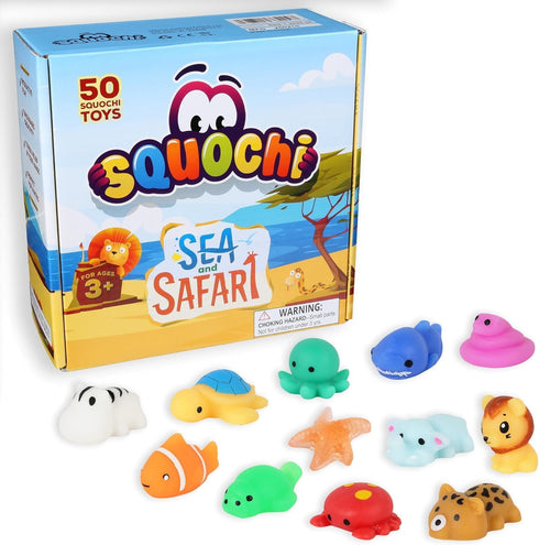 Sea & Safari Squishy Toys 50pcs Collectible Mochi Fidget Toys in Blind
