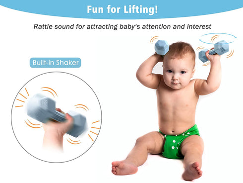 Giftty Baby Dumbbell Toy - Durable Silicone Infant Rattle Teething Toy, Toddler Sensory Weight, Sandy Brown (1pcs)