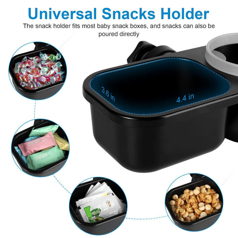 Accmor 2 in 1 Stroller Snack Tray, Non-Slip Grip Clip Accessory Compatible with Uppababy, Nuna, Doona, Grey
