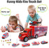 JODUDLR 3-4 Set 12-in-1 3-7,Red Toddler Toys for Year Old Boys,Large Transport Cars Carrier Truck Toys with Vehicles