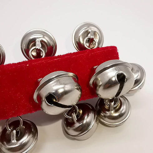 1 Pcs 10 inch Wooden Handle Bells Instrument, Christmas Jingle Bells Hand Percussion Shaker