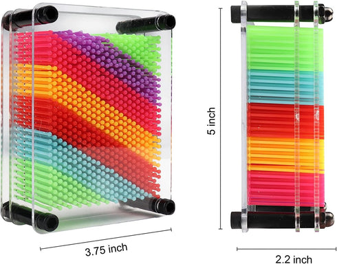 3D Pin Art Toy - Colorful Plastic Pin Art Board for Kids, 3.7 * 5'' Desk Game, 3D Impression Sculpture Needle Toys