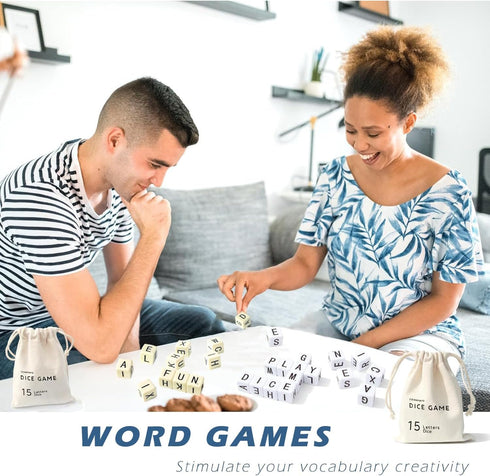 2 Sets 30 Full Alphabet Crossword Dice Game | Upgraded | of Word Dice - Large Lettered Dice | Fun Family, Travel