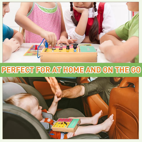 Tilhumt 2-in-1 Busy Board, Montessori Screwdriver Board Set with LED Light Switch Toy for Kids 3-5 Years Old