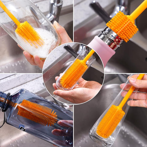 Purtribe (1 Pack, Silicone Bottle Brush, Water Bottle Cleaner Brush with Long Handle, Perfect for Cleaning Narrow Neck