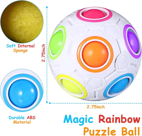 12 Pack 2 Rainbow Puzzle Magic Ball With Pcs Pouches - Fidget Toy for Boys and Girls, Speed Cube, Funny Stress Reliever