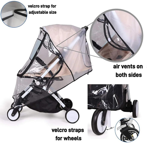 Berocia Stroller Rain Cover, Universal Stroller Accessory, Waterproof, Windproof, Protect from Sun Dust Snow, Baby