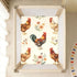 CZXW 52" 28" Farm Roosers Hens Crib Sheets Fitted x Natural Cotton Soft & Breathable for Baby Crib Mattress