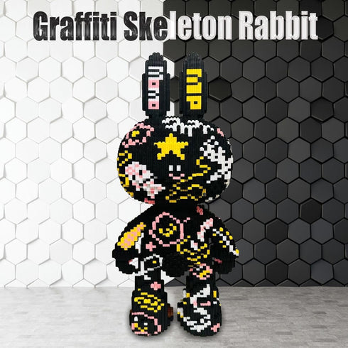 Animal Graffiti Skeleton Rabbit Micro Building Blocks Set (8000PCS, 55cm High) - Gift for Adults and Kids