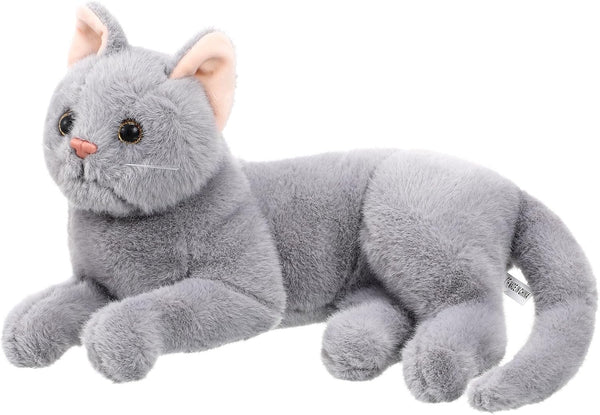 Gadpiparty Stuffed Cats Plush Cat Doll, Realistic Soft Plush Cat Toy for Adults, 12 Inch Grey Cat Stuffed Animal