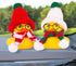 Christmas Rubber Ducks Toys - Yellow Duck Car Ornaments with Mini Beanie Hat and Scarf for Home Decor