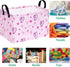 Rectangle Heart Pattern Kids Pink Storage Basket, Laundry Hamper with Handles, Baby Toys Storage Box for Boys and Girls