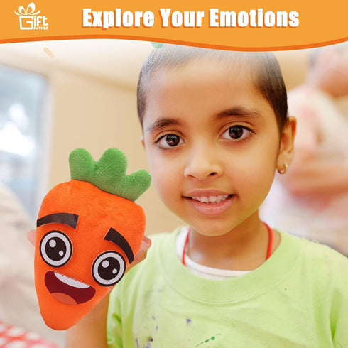 Big Feelings Carrot Social Emotional Learning Toys, 26 Facial Expressions & 10 Flashcards for Kids 3-6