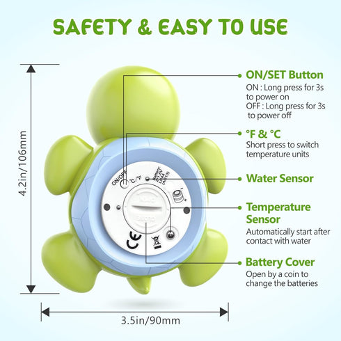 Baby Bath Thermometer, Digital Water Temperature Thermometer with 3 Color Backlit, Safety Bath Tube Toy