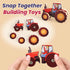 HUZU Farm Snap Wooden Blocks Montessori Building Toy for Toddler Kids, Moving Wheels Tractor, Lockable Door Barn, Mix