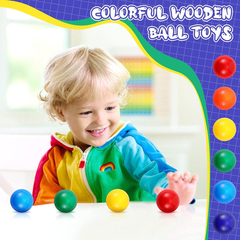 Bucherry 12 Pcs Montessori Wooden Balls, 1.8 Inch Educational Counting Toy, Replacement Ball for Preschool Learning