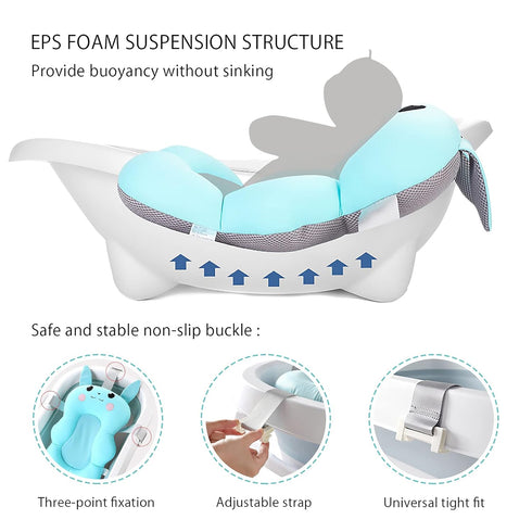 SONARIN 0-12 Baby Bath Pad,Non-Slip Baby Bath Cushion Mat Infant Floating Bathtub Pad Newborn Bath Tub Seat Mat Soft