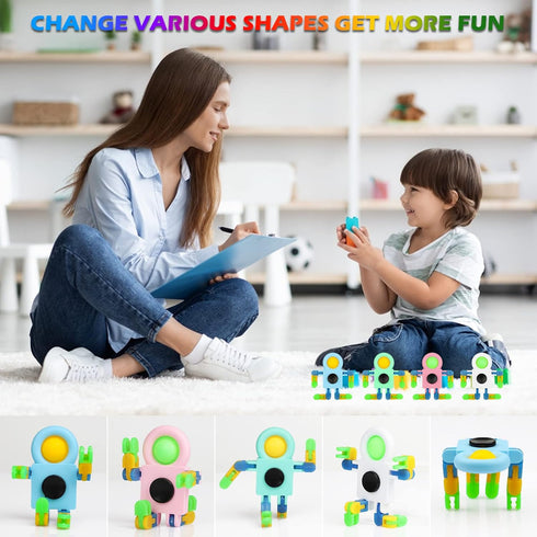 24 Pack SoulLife DIY Popper Chain Fidget Spinners, Stress Relief Anxiety Reduction Fidget Toys Bulk, Birthday Return