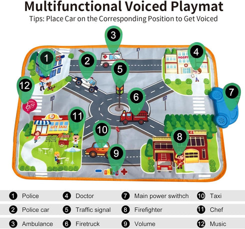 oeleoyi 1 3 Soft Cars Toys with Voiced Playmat for One Year Old Toddler, Birthday Gifts for Infant to Years Boys