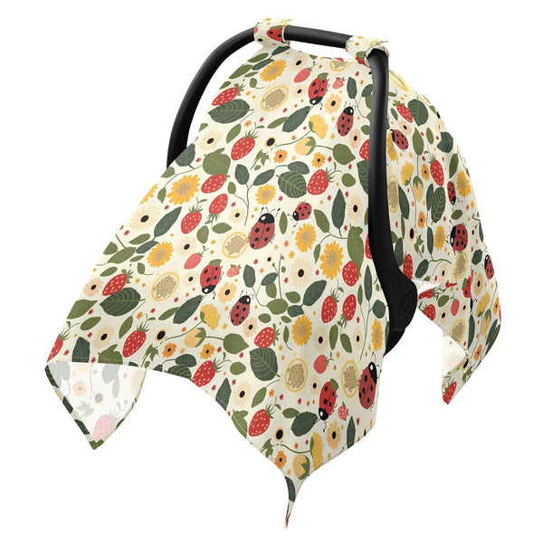 Dalzium Ladybug and Strawberry Fruits Car Seat Cover Baby, Carseat Canopy Cover for