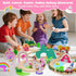 Set 43PCS Sets SIMPLIPLAY Wooden Train - Unicorn Magnetic Toy Train with Wooden Train Tracks & Bridge for Girls
