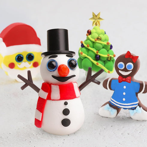 Christmas Stocking Stuffers for Kids, 4 Piece DIY Air Dry Clay Kit - Build a Snowman, Ages 3-12